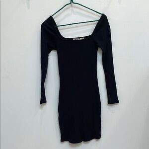 Free People Black Bodycon Dress Long Sleeve Square Neck